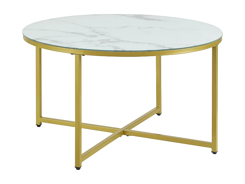 Tavolino rotondo da soggiorno 45 x 80 cm marmo bianco / oro 03_0008496