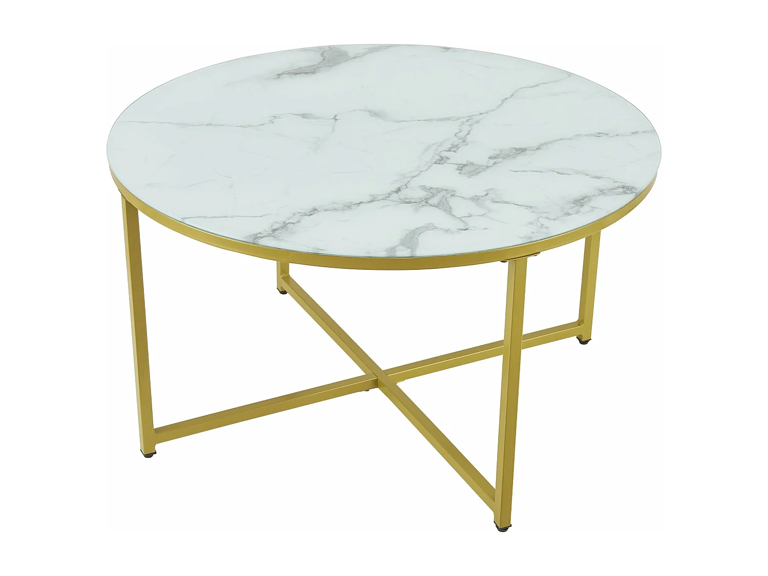 Tavolino rotondo da soggiorno 45 x 80 cm marmo bianco / oro 03_0008496