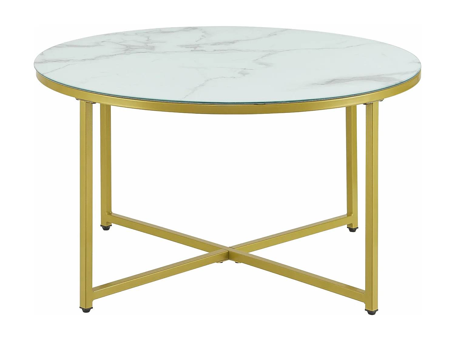 Tavolino rotondo da soggiorno 45 x 80 cm marmo bianco / oro 03_0008496