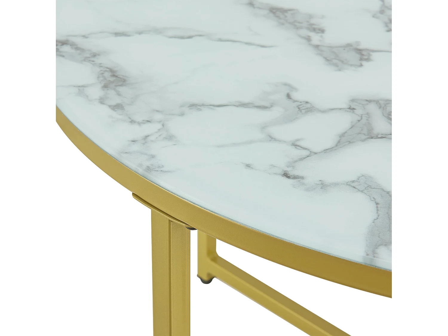 Tavolino rotondo da soggiorno 45 x 80 cm marmo bianco / oro 03_0008496