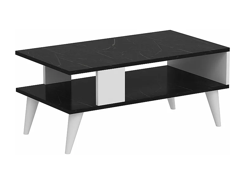 Mesa de centro com espaço de arrumação 40 x 90 x 45 cm mármore preto / branco 03_0008465