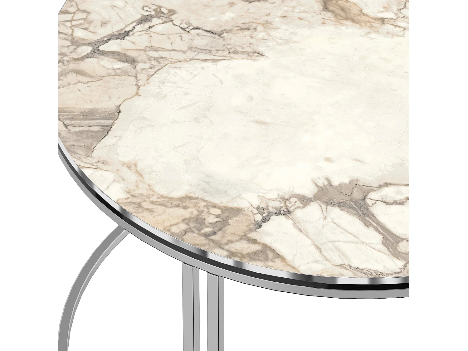 Mesa de centro redonda 50 x 80 cm mármore branco prateado 03_0008423
