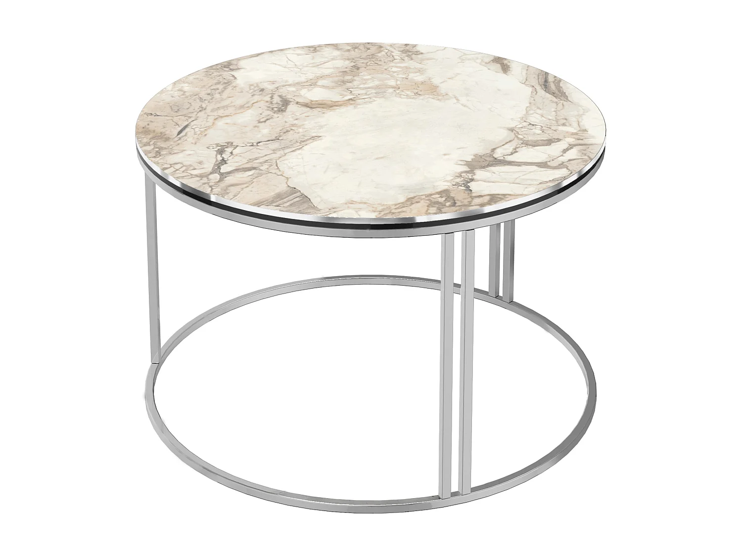 Mesa de centro redonda 50 x 80 cm mármore branco prateado 03_0008423