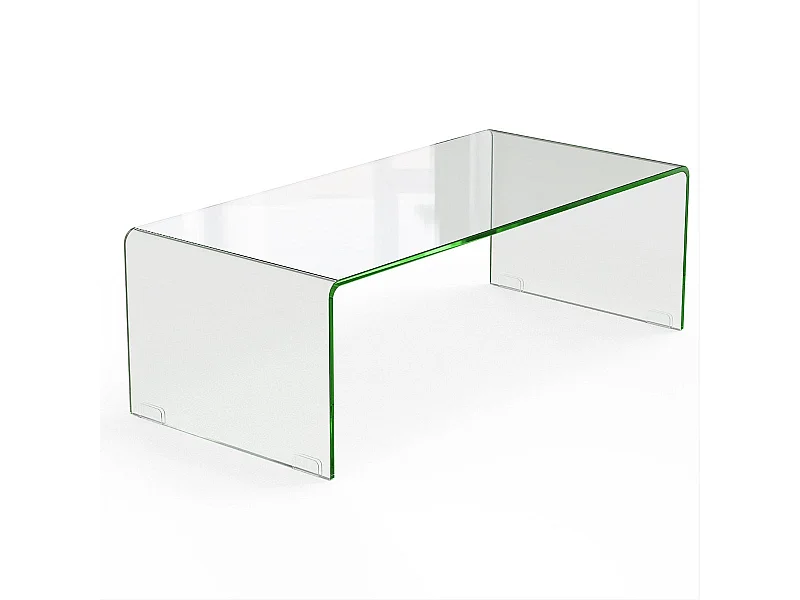 Mesa de centro retangular de vidro temperado 108 x 50 x 35 cm mesa de sala de estar em formato de U com bordas arredondadas lisas carga 30 kg 20_0005982