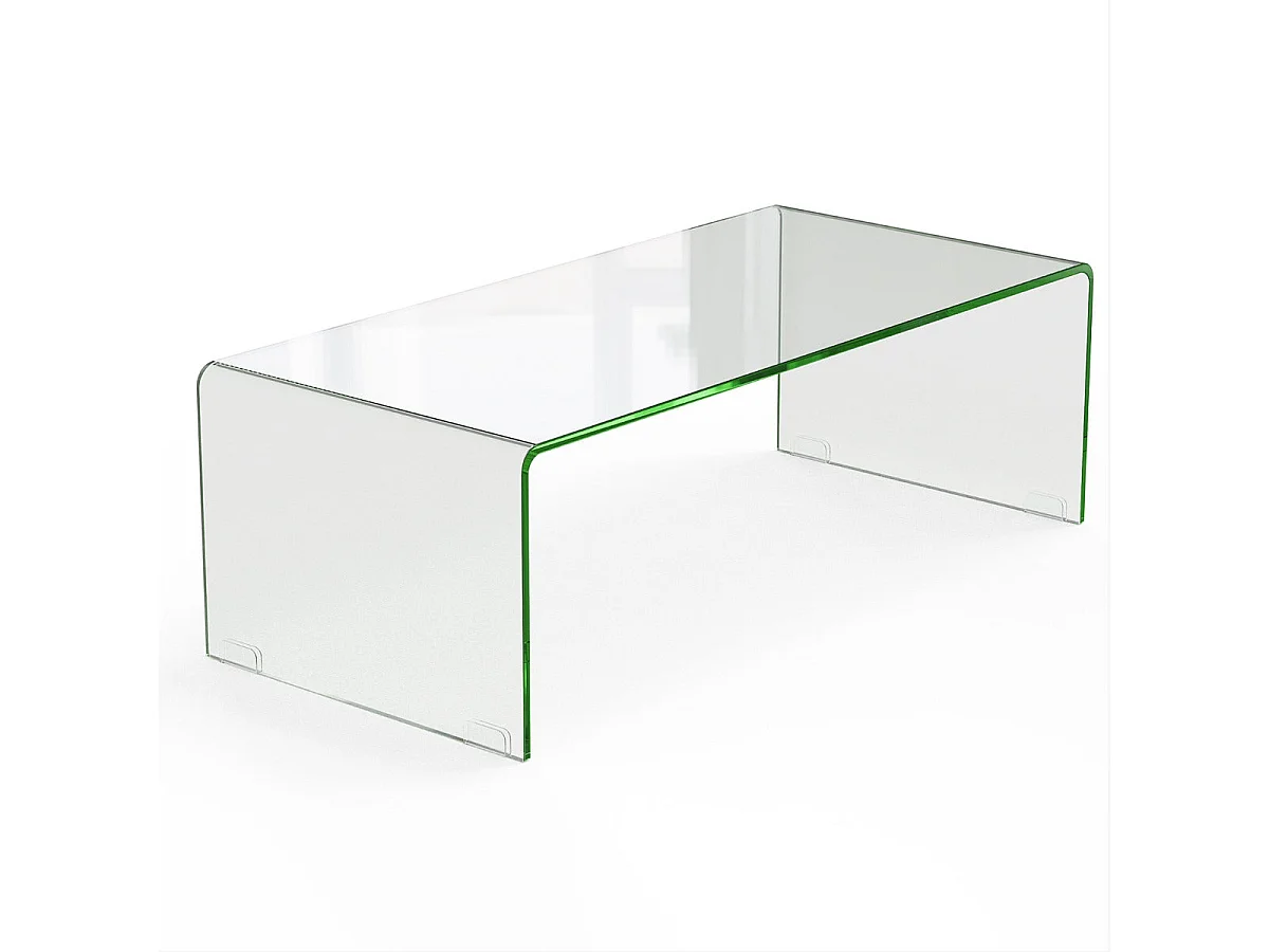 Tavolino da salotto rettangolare in vetro temperato 108 x 50 x 35 cm a forma di U con bordi lisci e arrotondati portata 30 kg 20_0005982