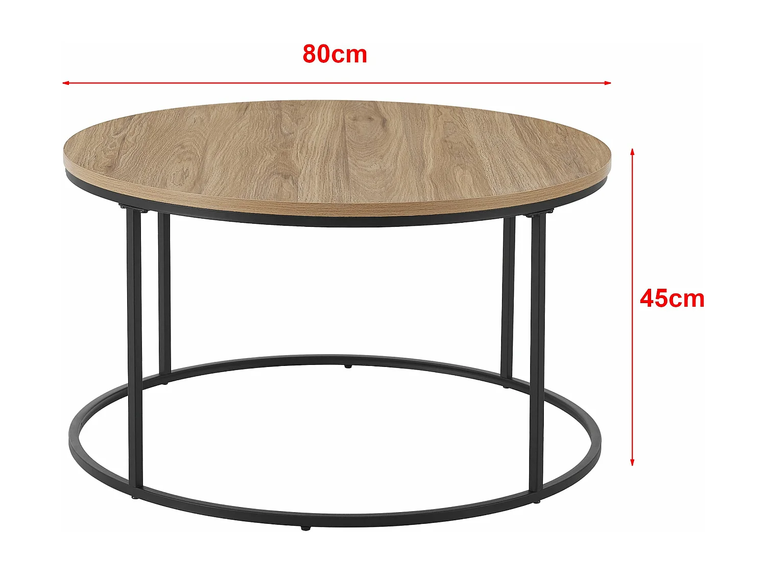 Tavolino rotondo diametro 80 cm nero ed effetto legno 03_0008451