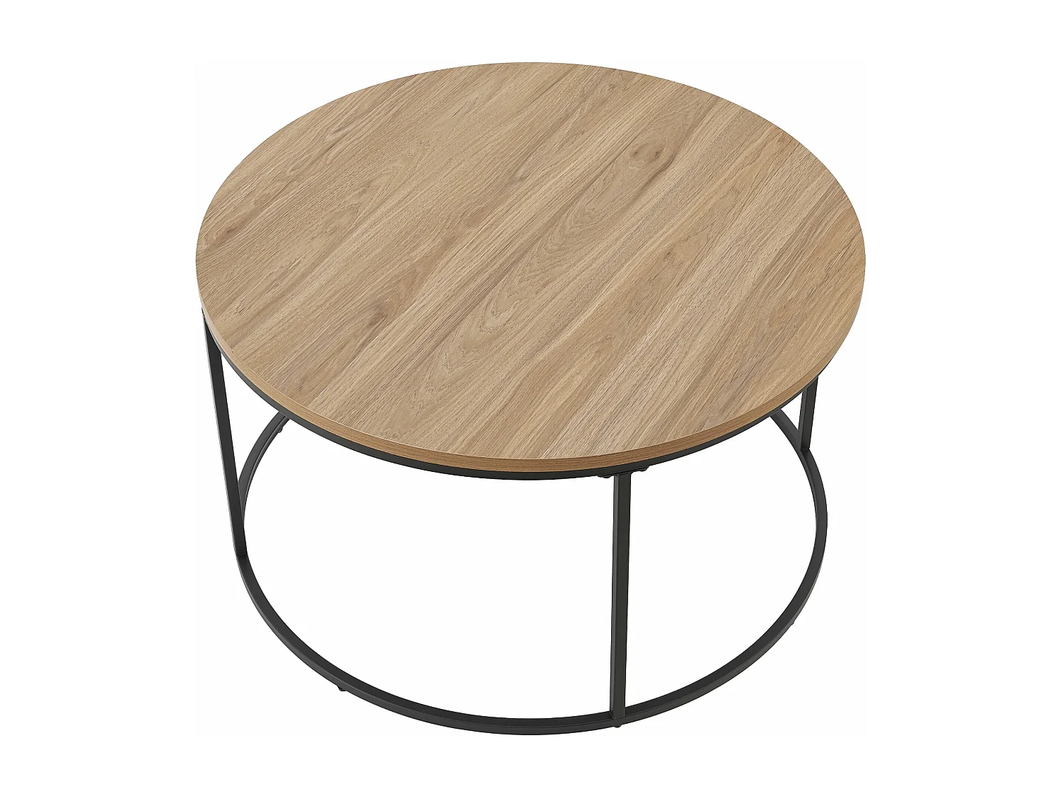 Tavolino rotondo diametro 80 cm nero ed effetto legno 03_0008451