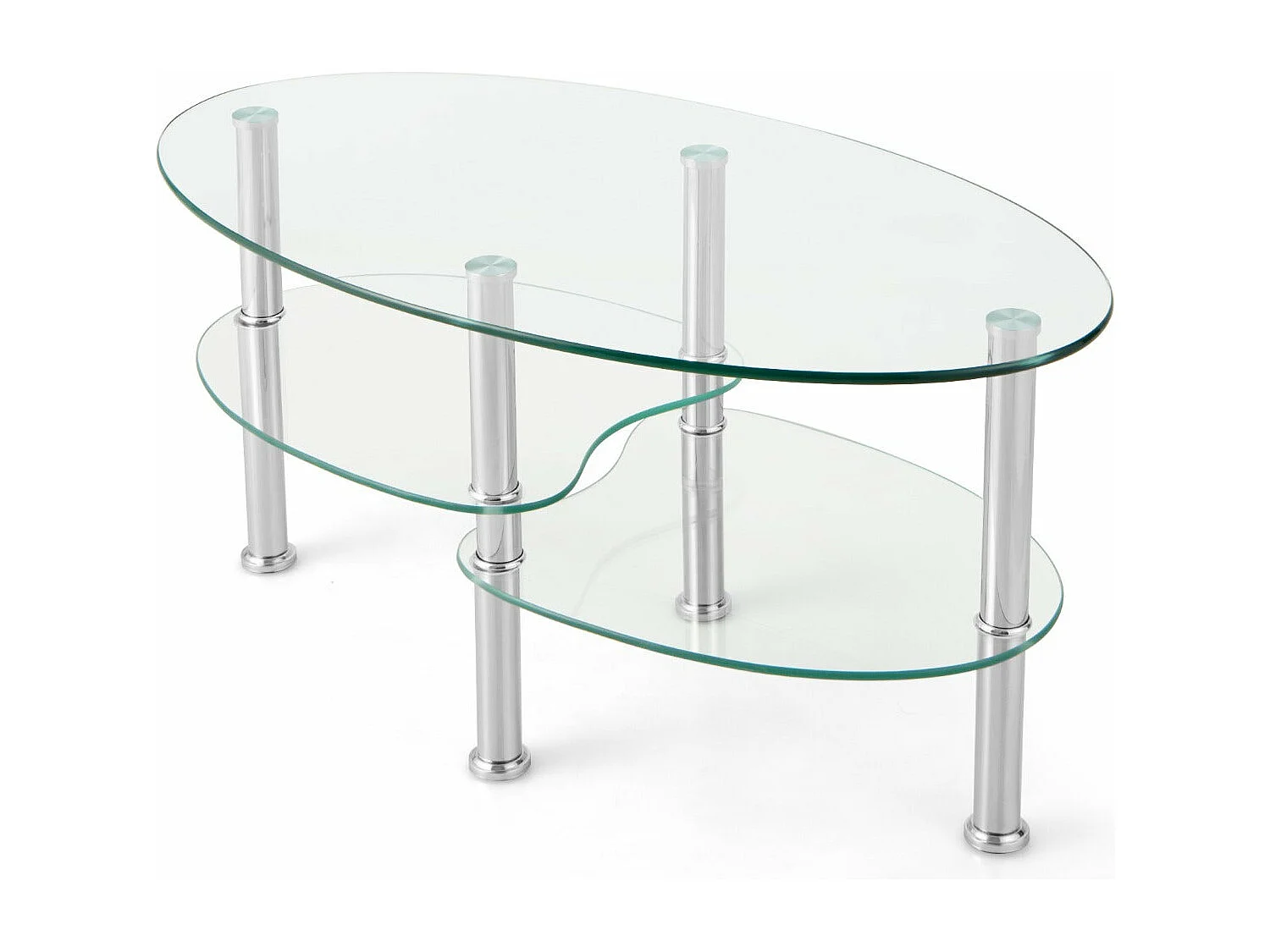 Mesa de centro de vidro mesa da sala com 3 prateleiras de vidro temperado 89 x 495 x 45cm para sala quarto transparência 20_0004960