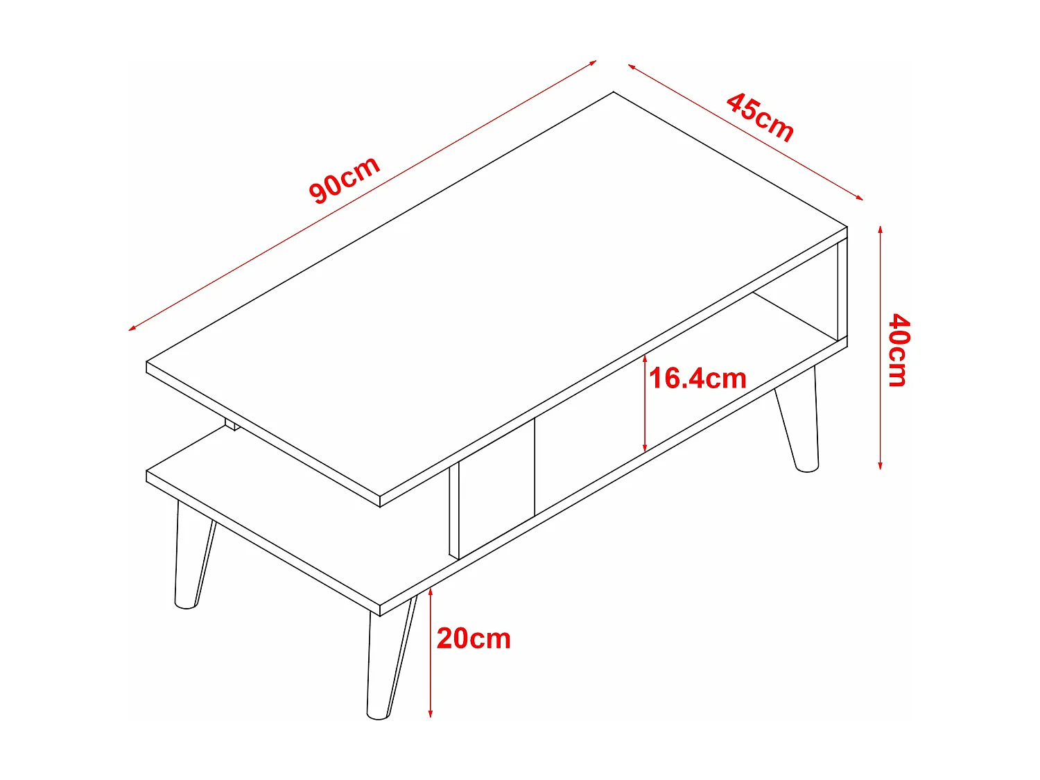 Mesa de centro com armazenamento 40 x 90 x 45 cm efeito carvalho / branco 03_0008463