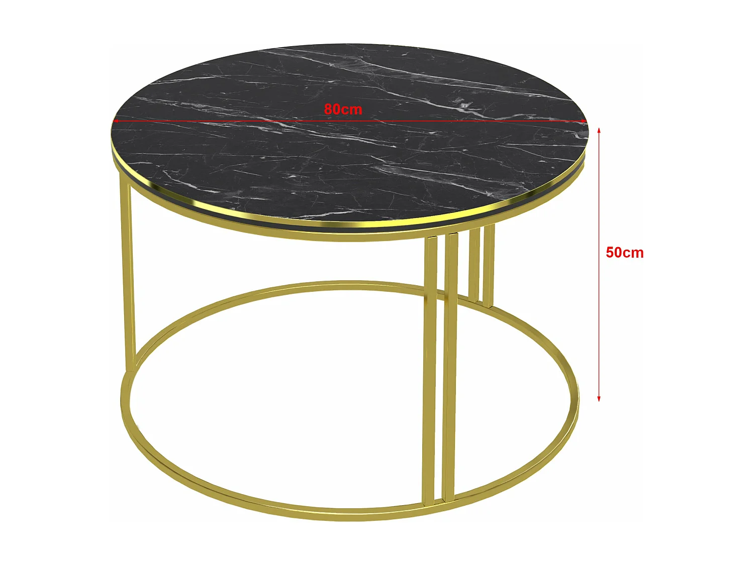 Mesa de centro redonda 50 x 80 cm mármore preto dourado 03_0008426