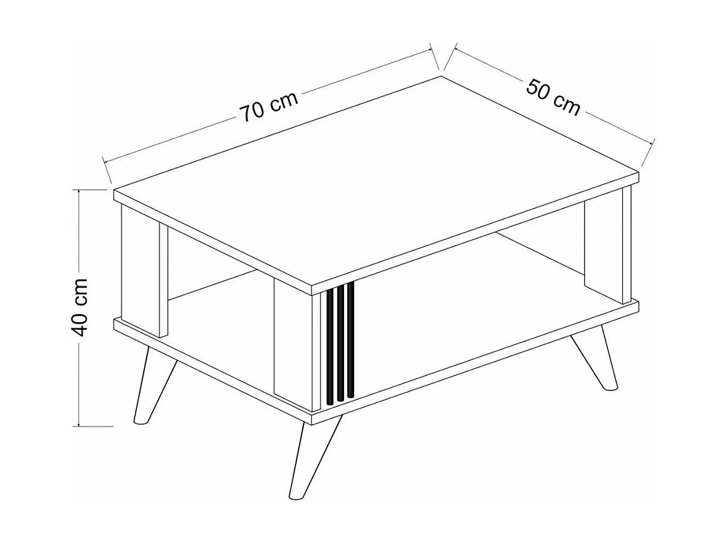 Mesa de centro rectangular 40 x 70 x 50 cm efecto roble / antracita 03_0008493