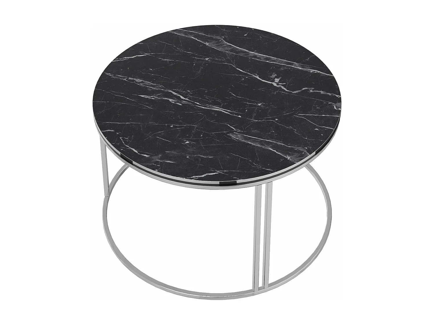 Mesa de centro redonda 50 x 80 cm mármore preto prateado 03_0008425