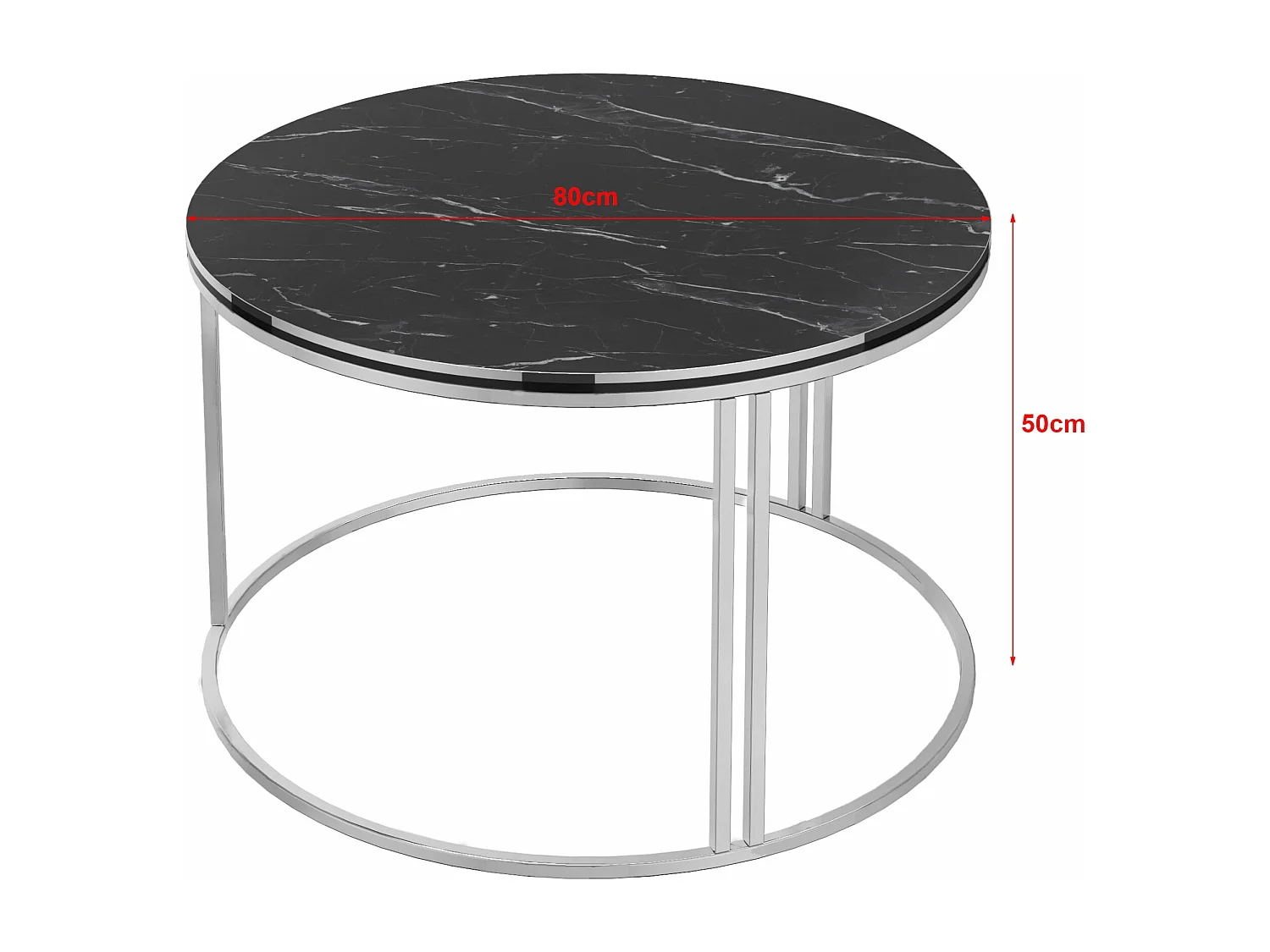 Tavolino rotondo 50 x 80 cm marmo nero argento 03_0008425