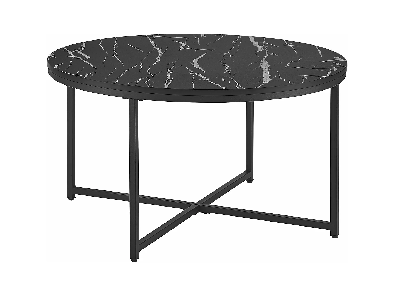Mesa de centro redonda para sala 45 x 80 cm mármore preto / preto 03_0008497