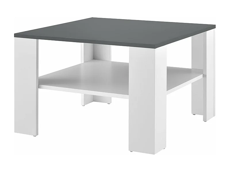Mesa de centro de salón 60 x 60 x 40 cm blanco y gris oscuro 03_0008433