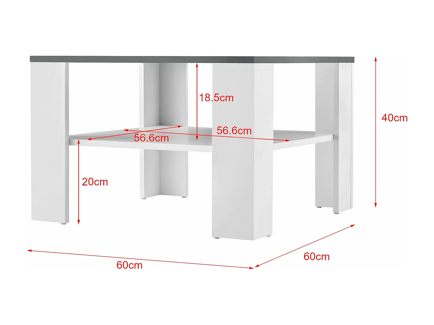 Mesa de centro da sala 60 x 60 x 40 cm branca e cinza escuro 03_0008433