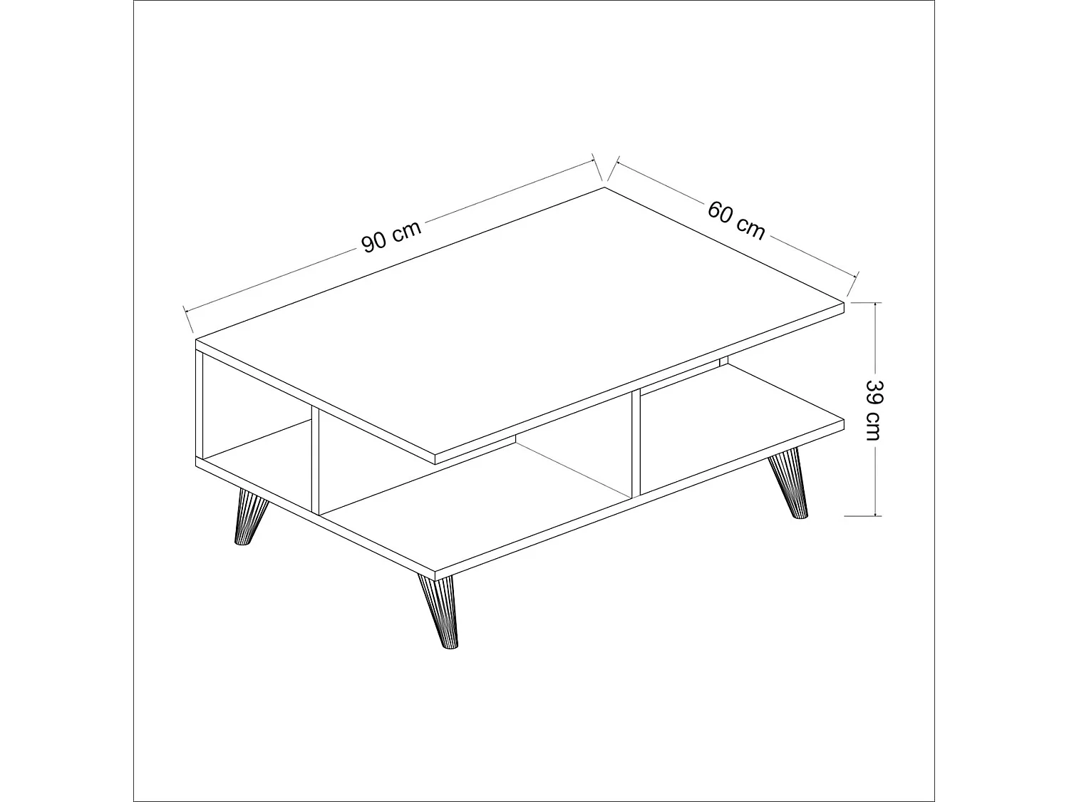 Mesa de centro retangular com armazenamento branco / efeito nogueira 03_0008487