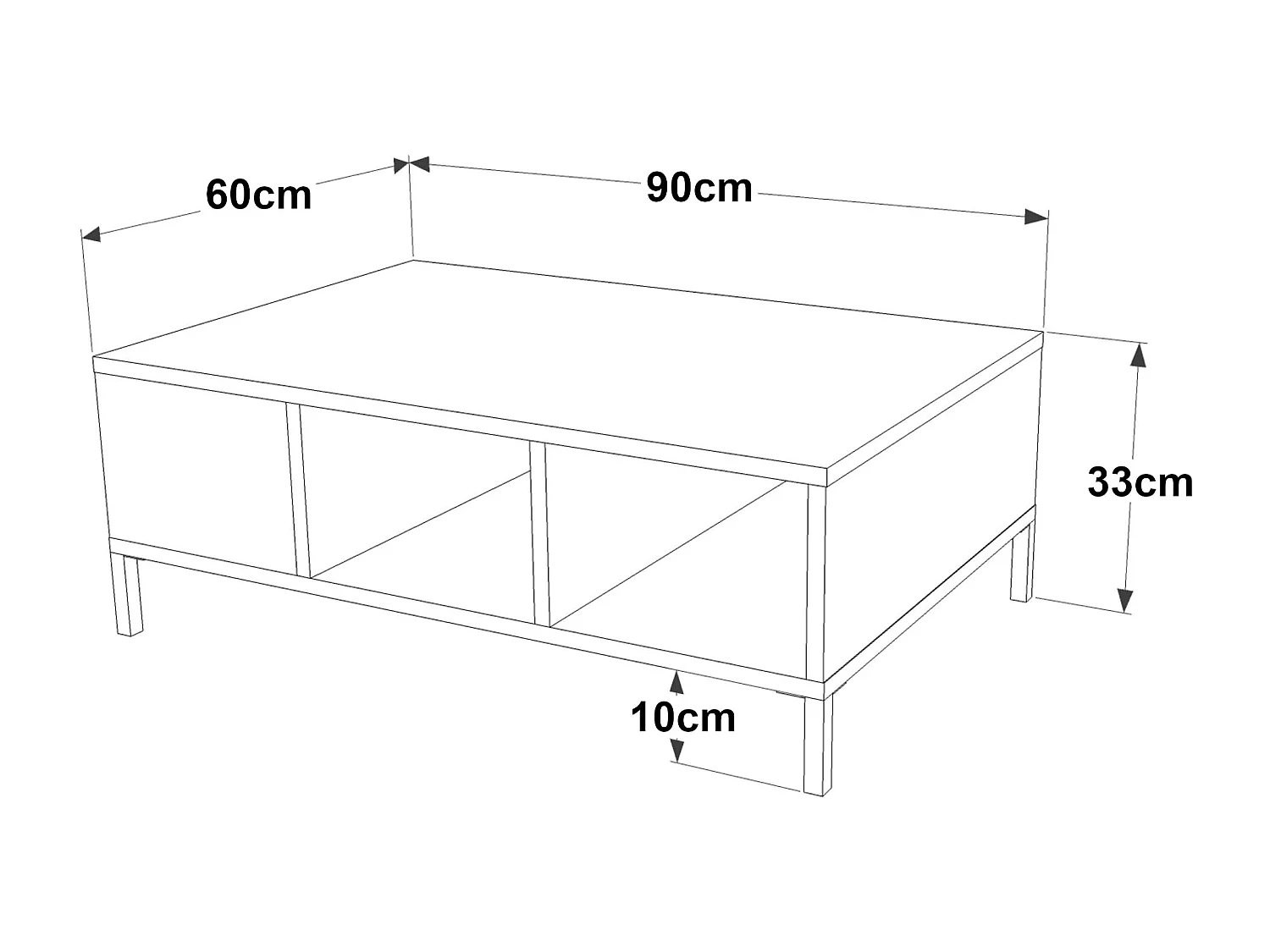 Table basse avec 3 beige 90 x 60 x 33 cm 03_0008458