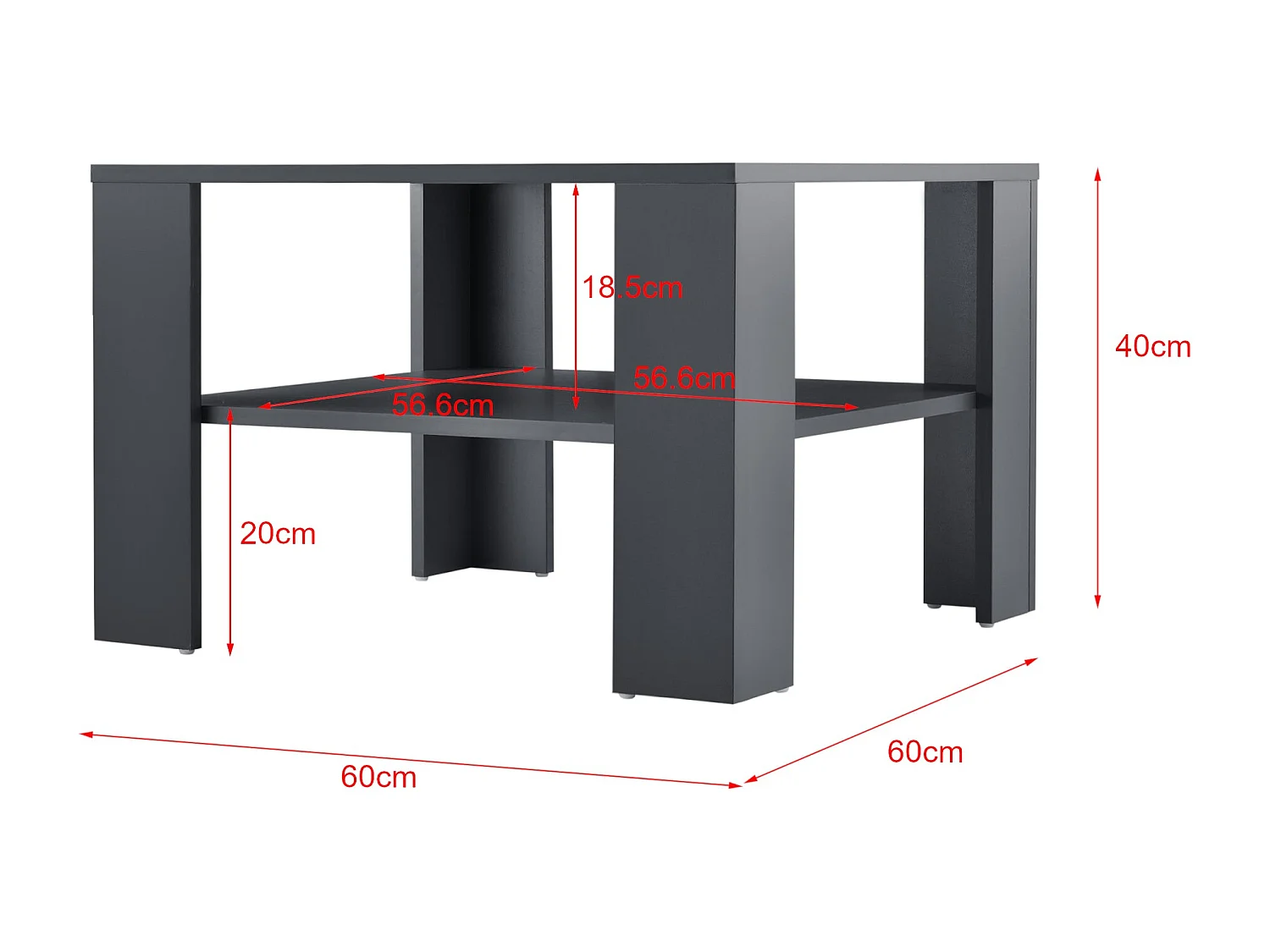 Table basse de salon grise 60 x 60 x 40 cm 03_0008434