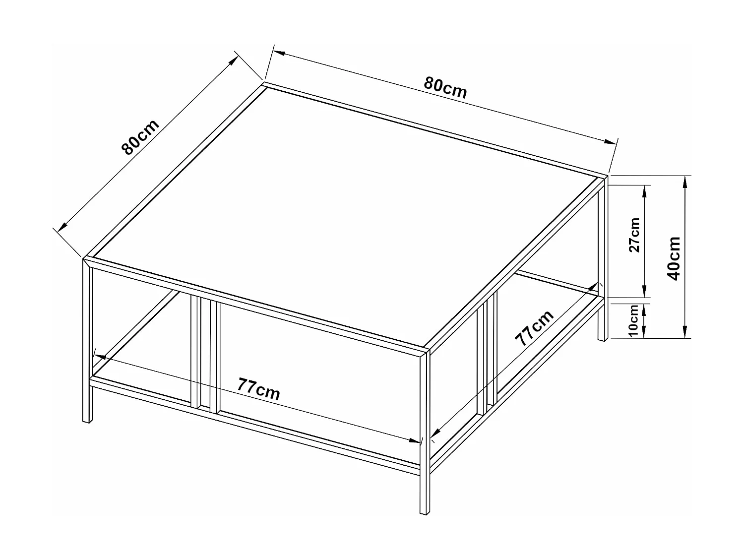 Table basse métal 40 métal argentée 80 x 80 x 40 cm 03_0008453