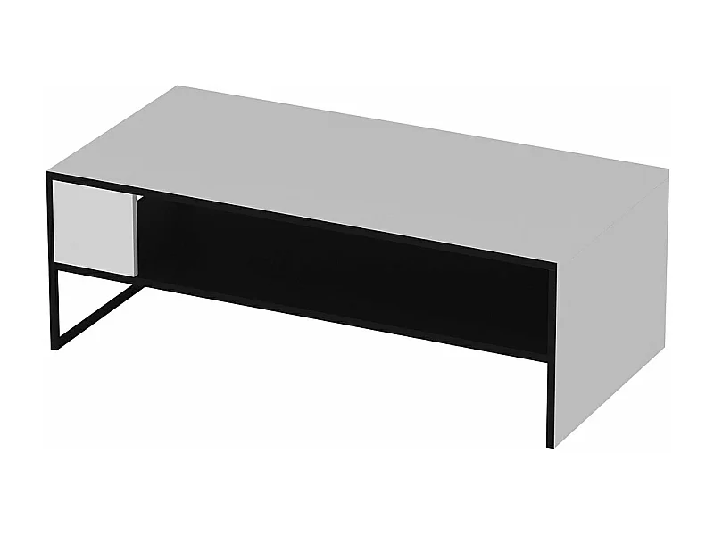Mesa de centro retangular com armazenamento 42 x 120 x 60 cm preto / branco 03_0008482