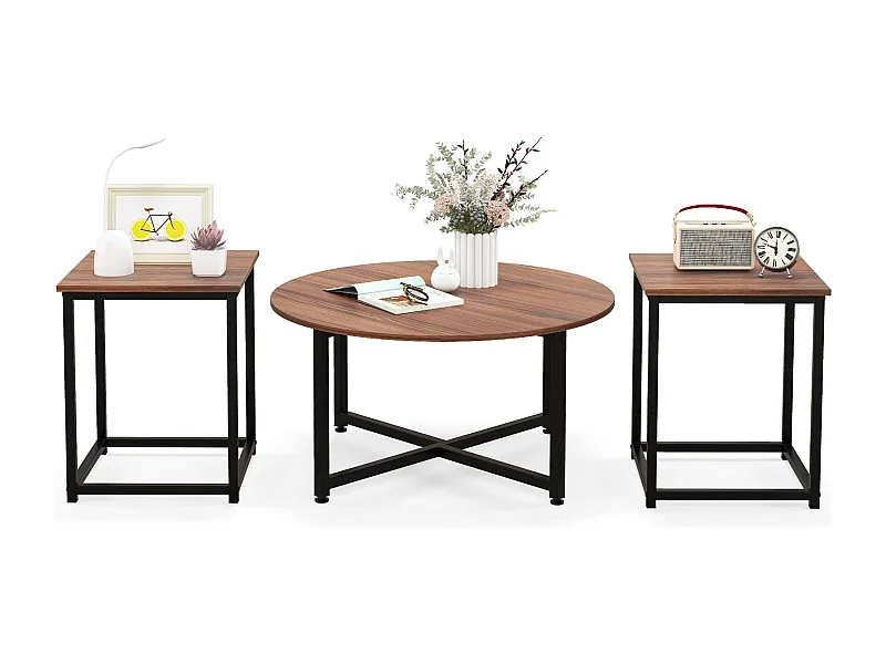 Ensemble de tables basses métal marron 80 x 80 x 42 cm 20_0005026