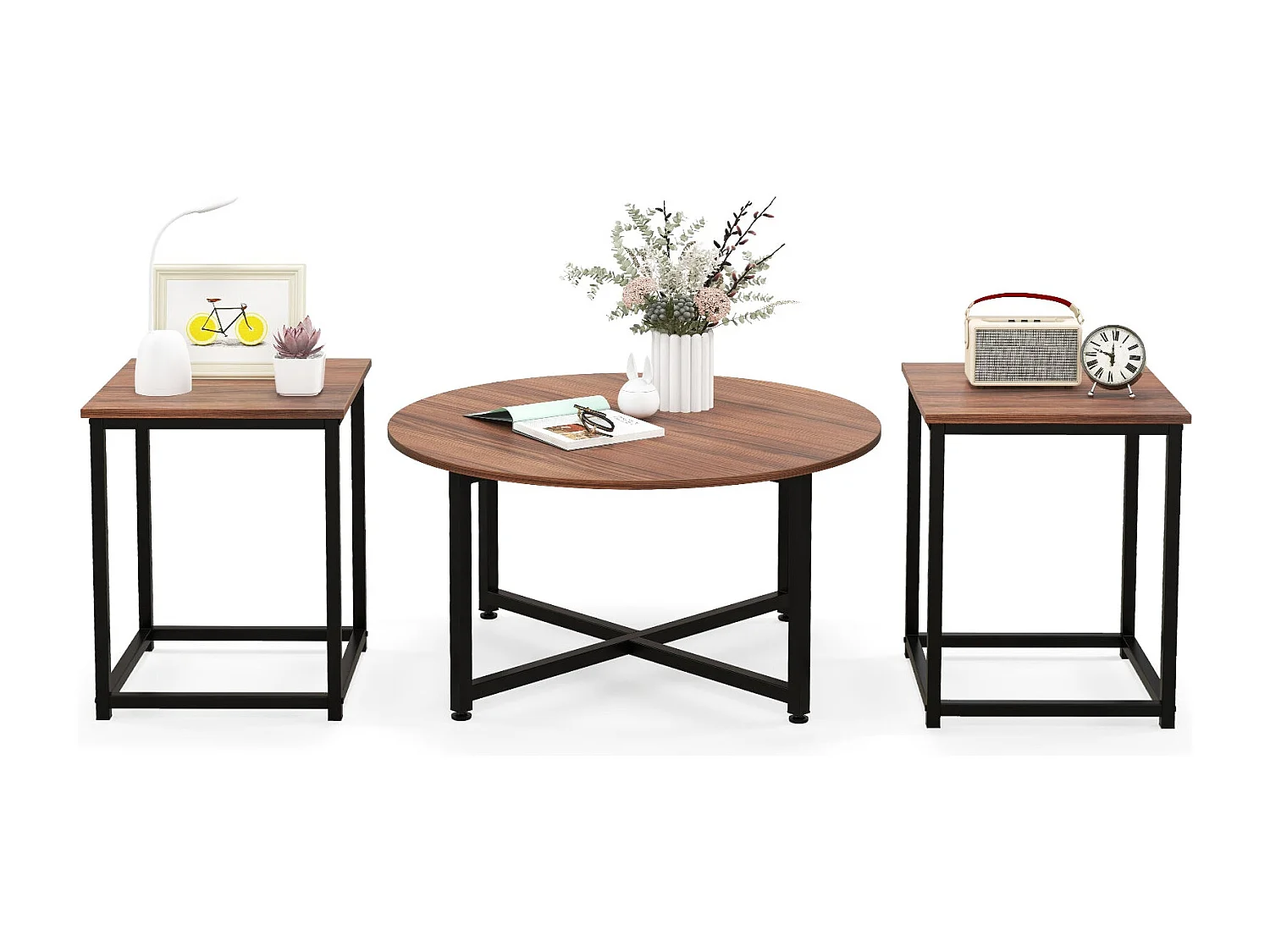 Ensemble de tables basses métal marron 80 x 80 x 42 cm 20_0005026