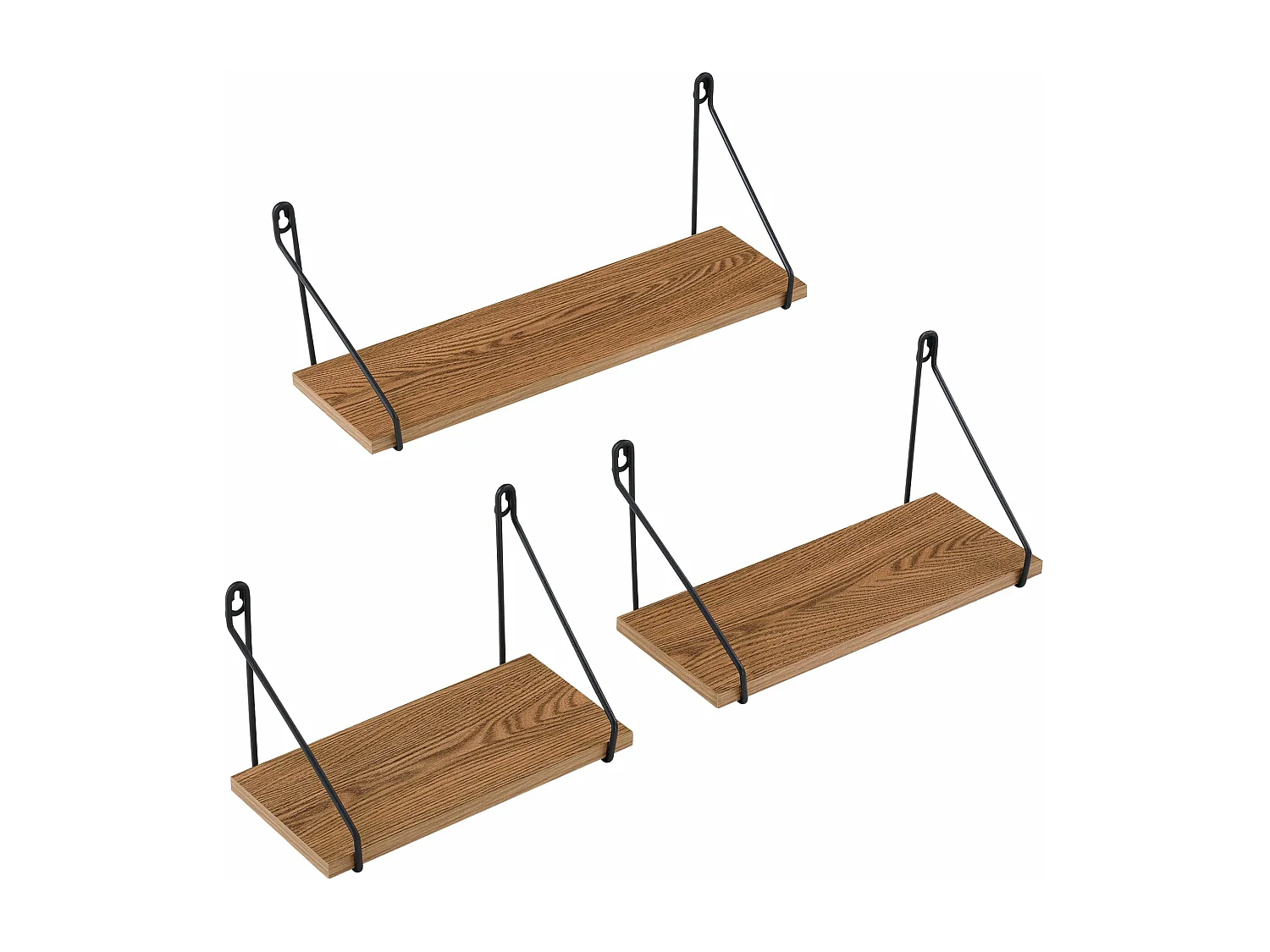 Lot de 3 étagères bois marron 26.5 x 14 x 17.5 cm 03_0007085