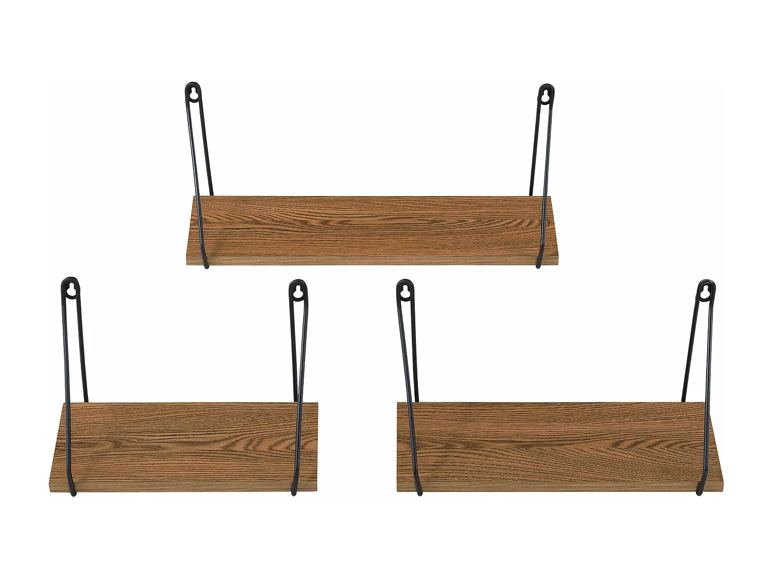 Juego de 3 estantes de pared randers de diferentes tamaños negro madera oscura 03_0007085