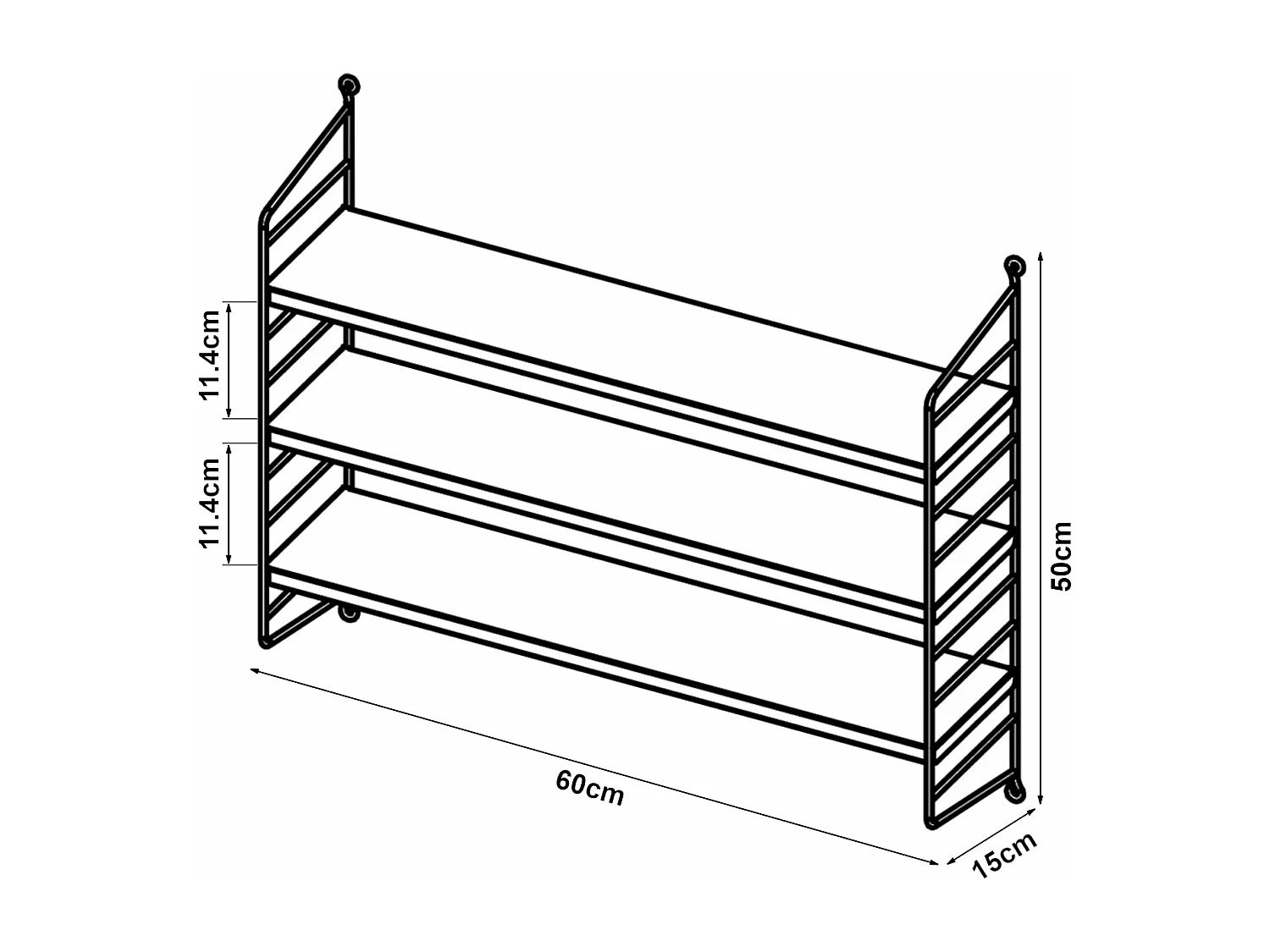 Mensola a muro con 3 livelli componibili 50 x 60 x 15 cm verde pastello opaco 03_0007059