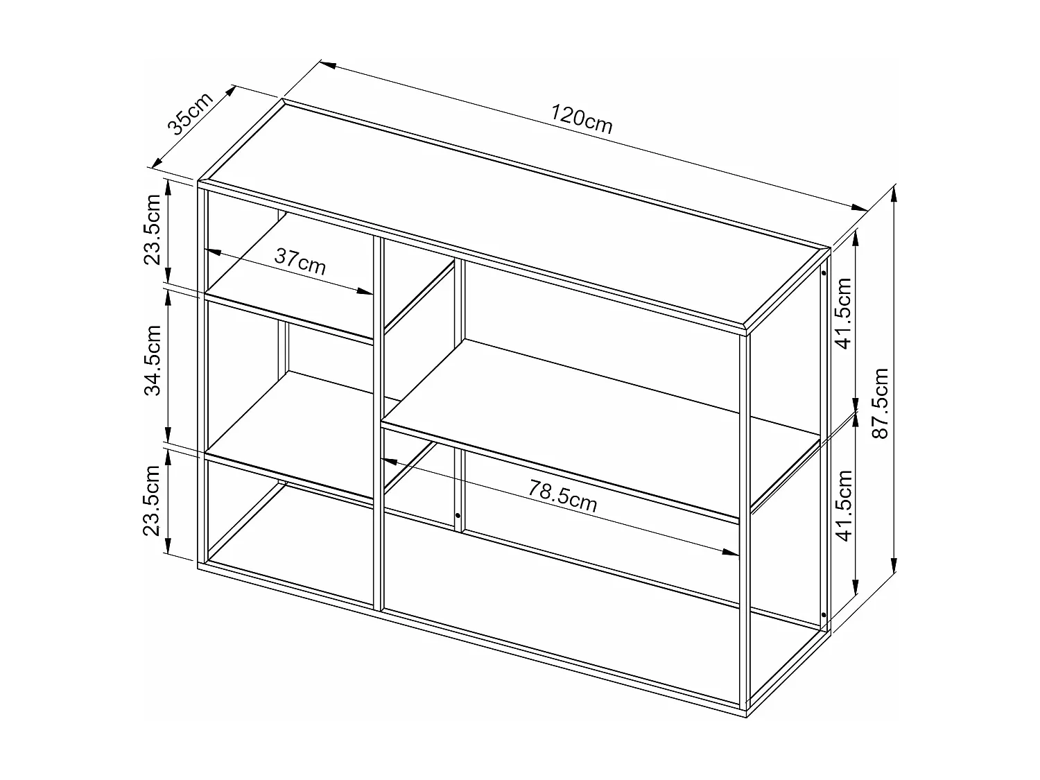 Étagère autoportante 120 x métal argentée 120 x 35 x 87.5 cm 03_0006952