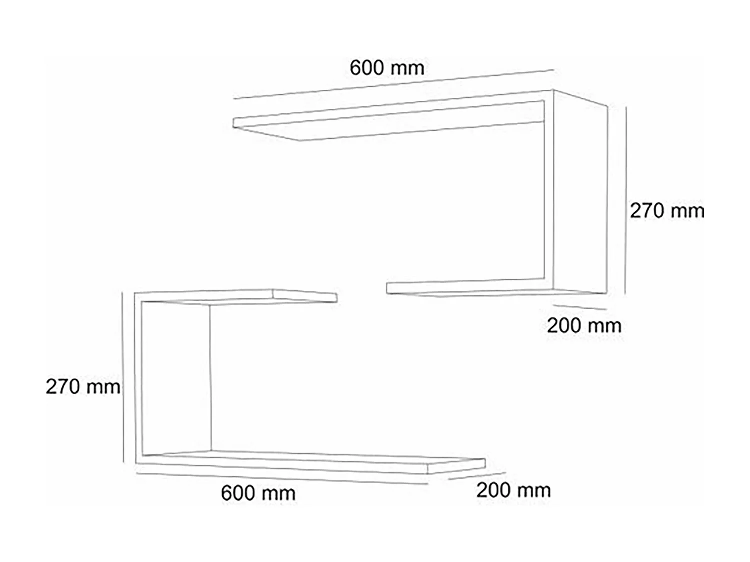 Set di 2 mensole da parete 27 x 60 x 20 cm nere 03_0007092