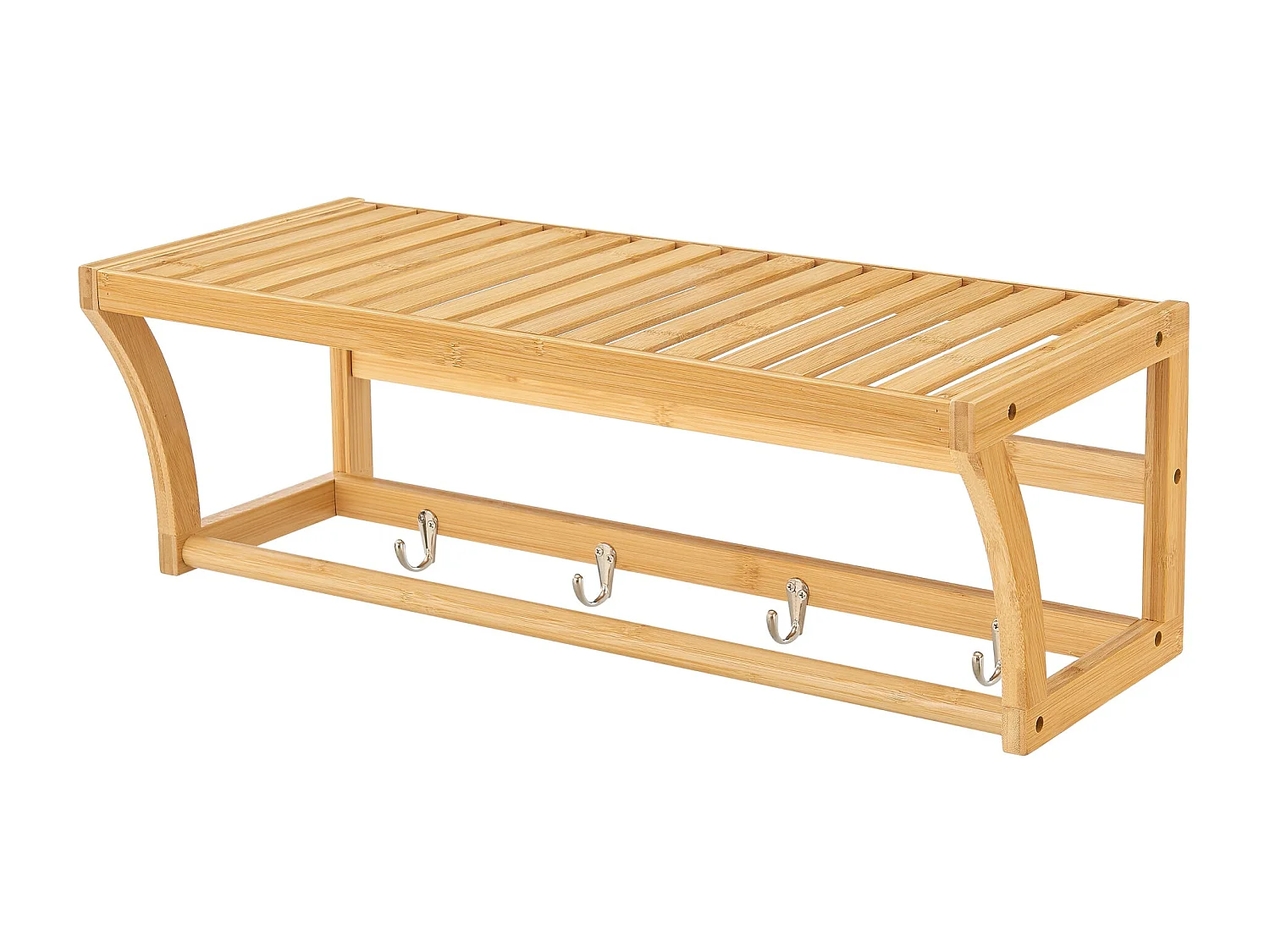 Étagère murale avec crochets bambou marron 59.5 x 25.5 x 20.5 cm 03_0007009