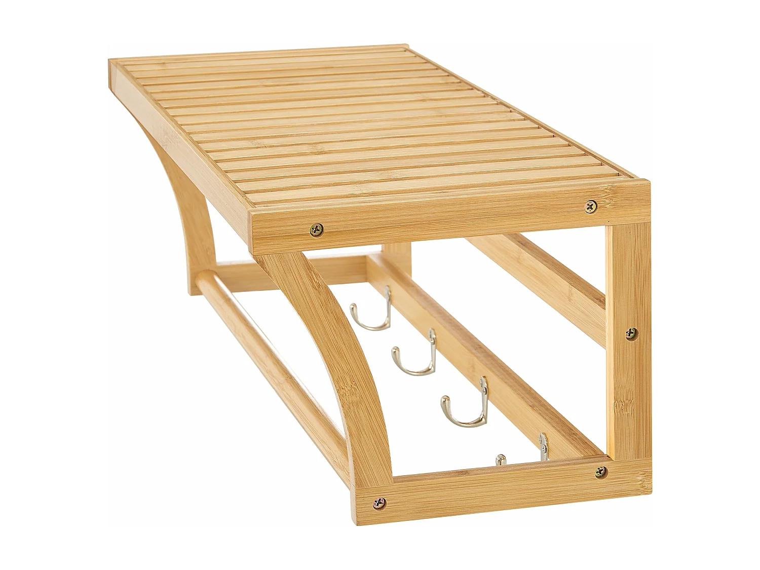 Étagère murale avec crochets bambou marron 59.5 x 25.5 x 20.5 cm 03_0007009