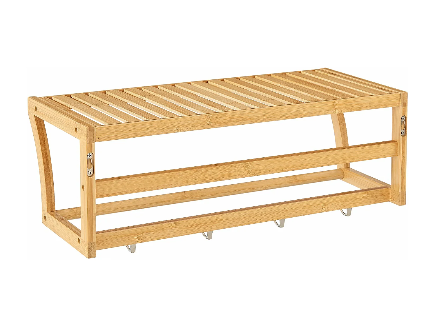 Étagère murale avec crochets bambou marron 59.5 x 25.5 x 20.5 cm 03_0007009