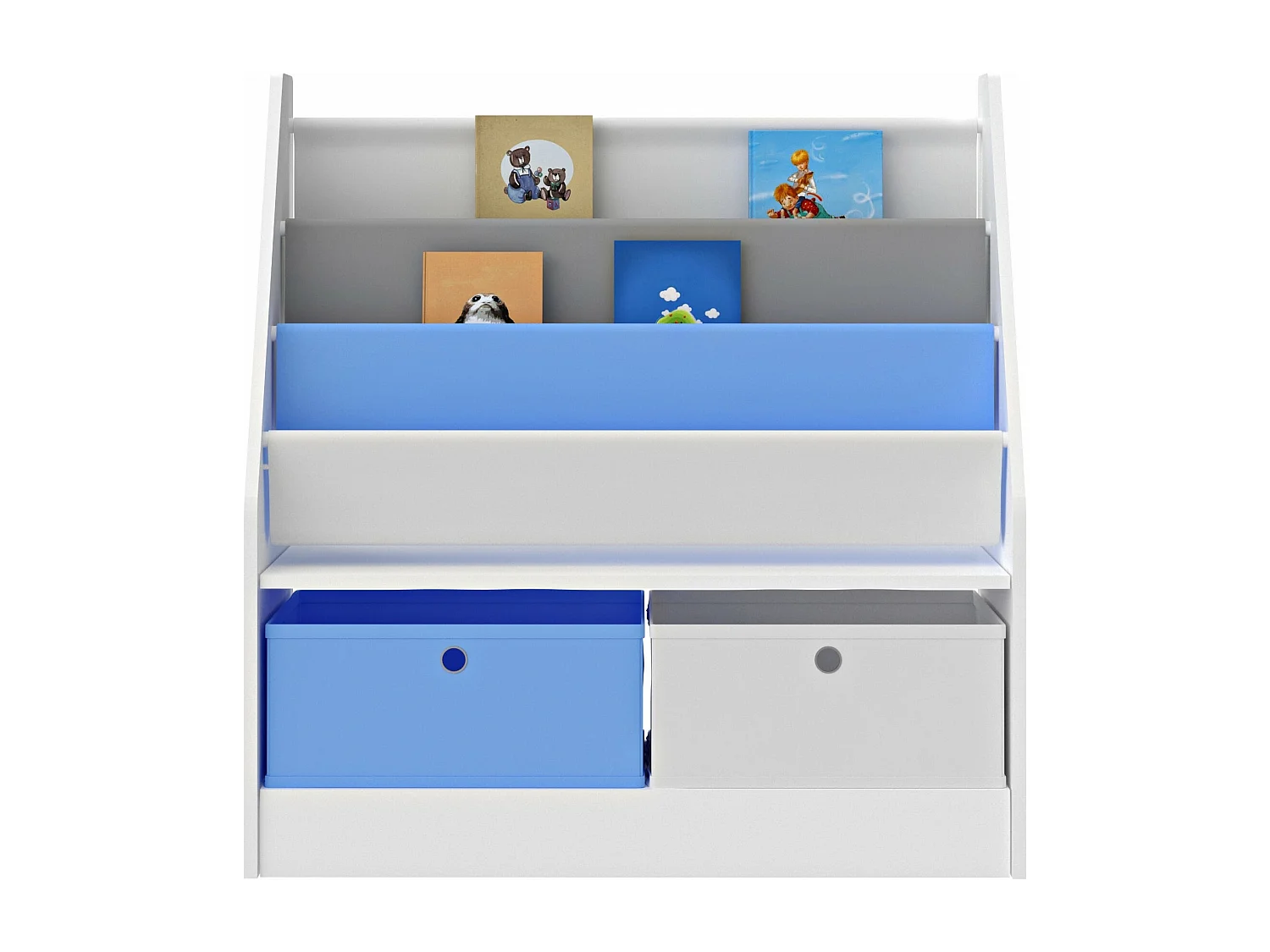 Scaffale per bambini a 3 scomparti con 2 scatole 74 x 71 x 23 cm fantasia 03_0006962