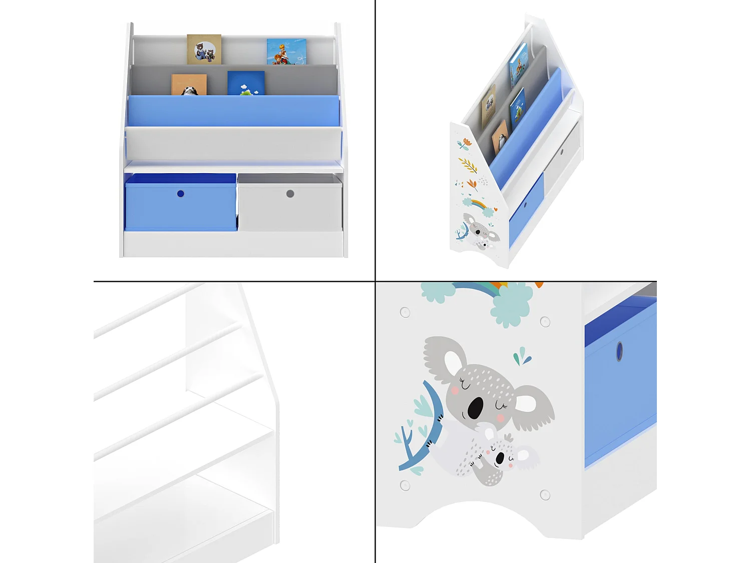 Scaffale per bambini a 3 scomparti con 2 scatole 74 x 71 x 23 cm fantasia 03_0006962