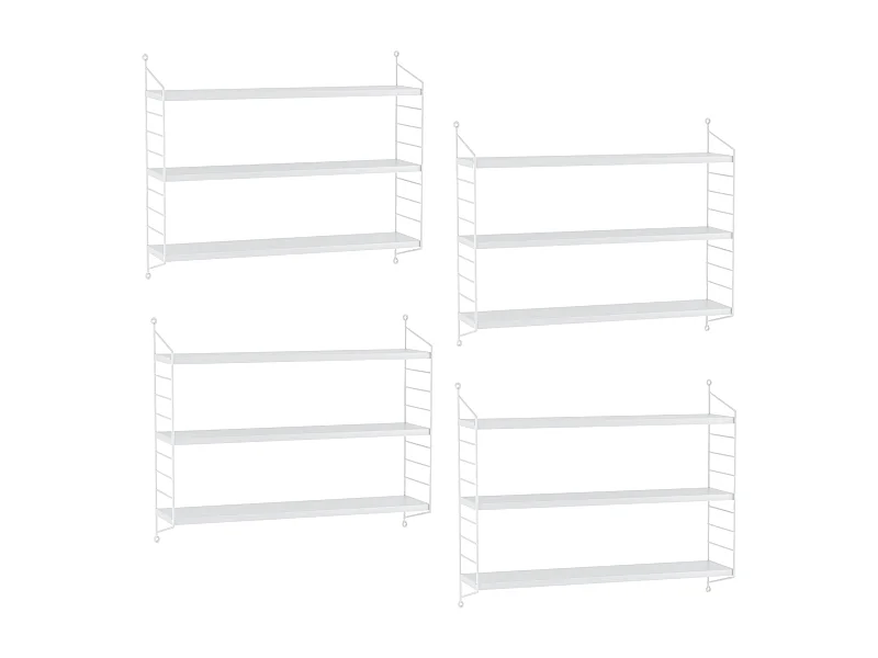 Conjunto de 4 prateleiras de parede com 3 níveis modulares 50 x 60 x 15 cm branco 03_0007110