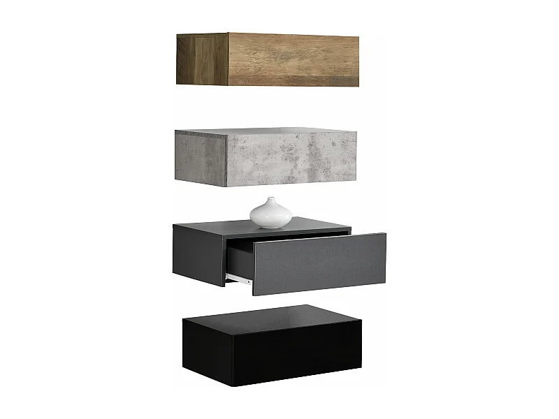 Juego de 4 estantes de pared para dormitorio con 4 cajones diferentes colores 46 x 30 x 15 cm 03_0007109