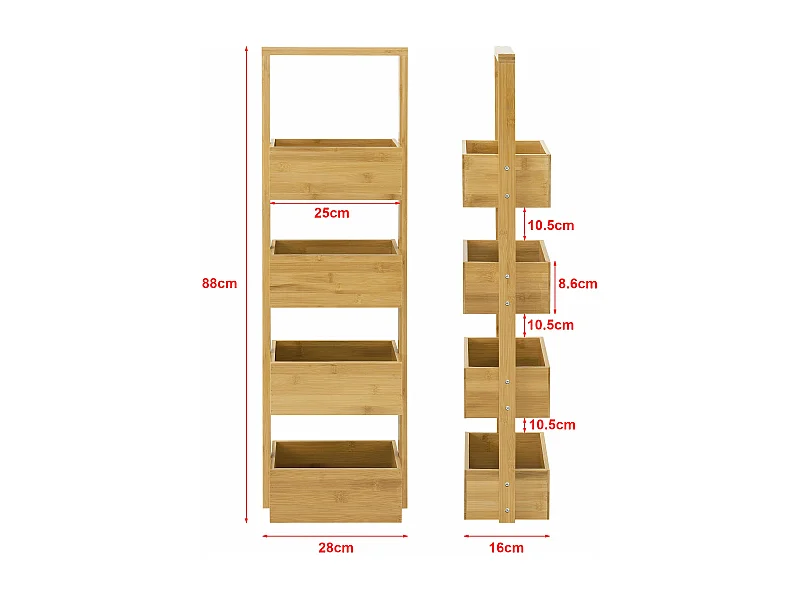 Estante de almacenamiento de bambú Bardu 28 x 16 x 88 cm 03_0006978