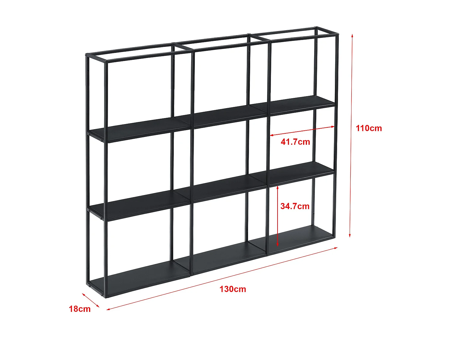 Étagère murale 130 x noire 130 x 18 x 110 cm 03_0007032