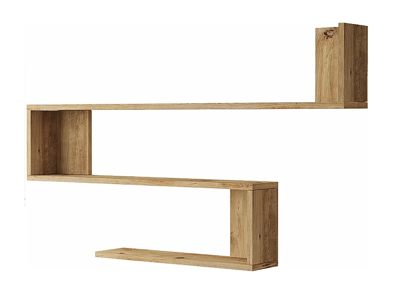 Estante de pared de 3 niveles 715 x 120 x 145 cm Efecto roble rústico 03_0007042