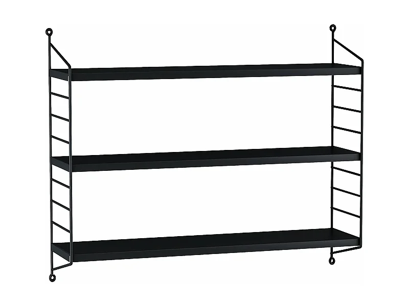 Prateleira de parede com 3 níveis modulares 50 x 60 x 15 cm preta 03_0007058