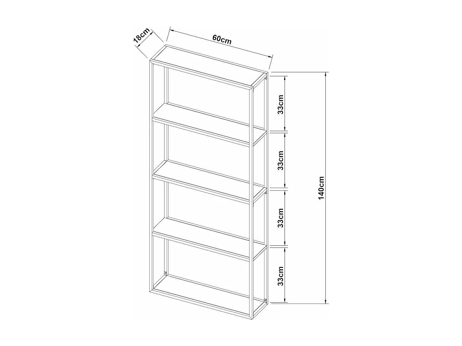 Elegante prateleira de parede em aço 140 x 60 x 18 cm preta 03_0007034