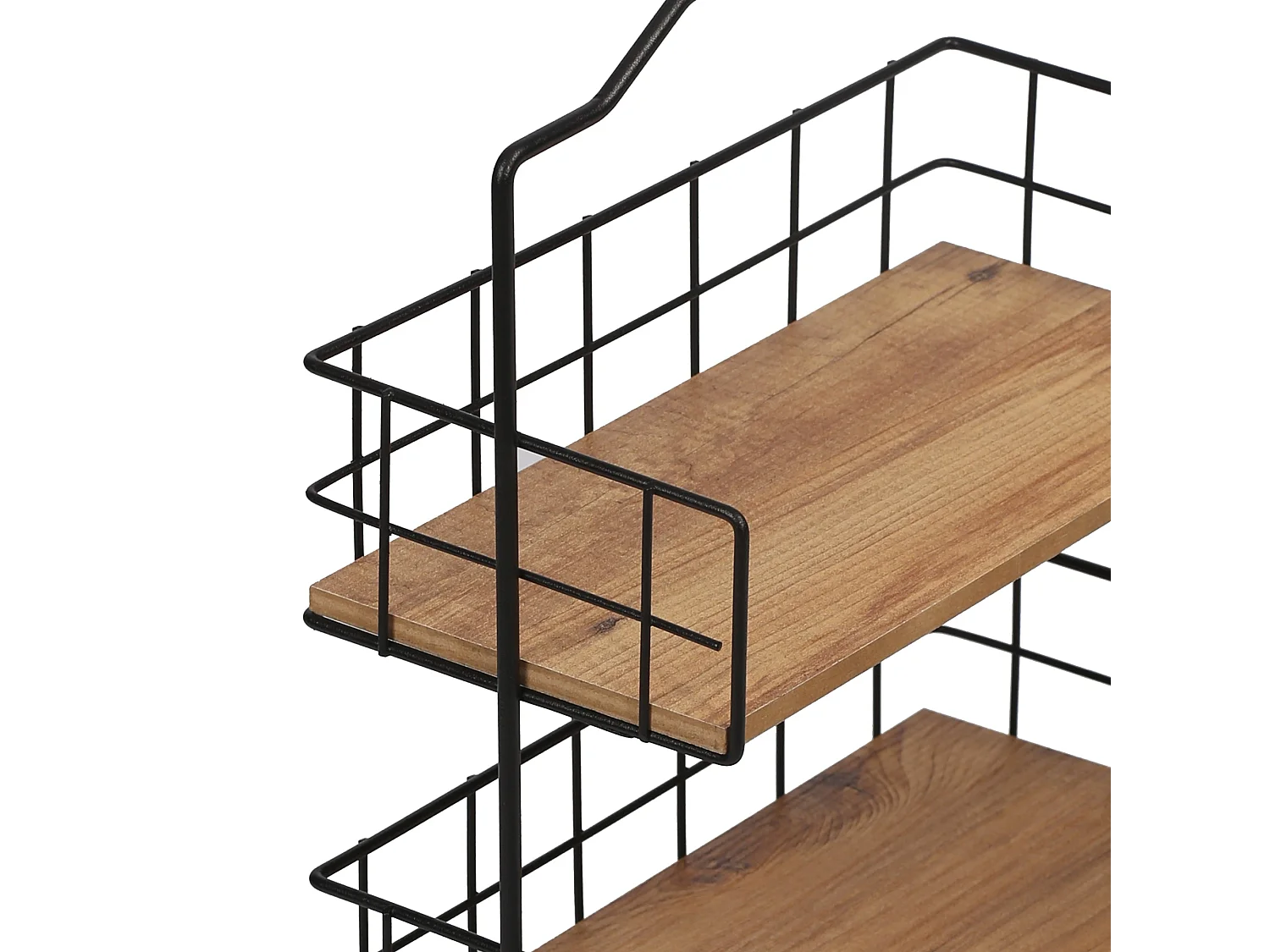 Prateleira com 2 superfícies de armazenamento para banheiro com efeito madeira preta 03_0007068