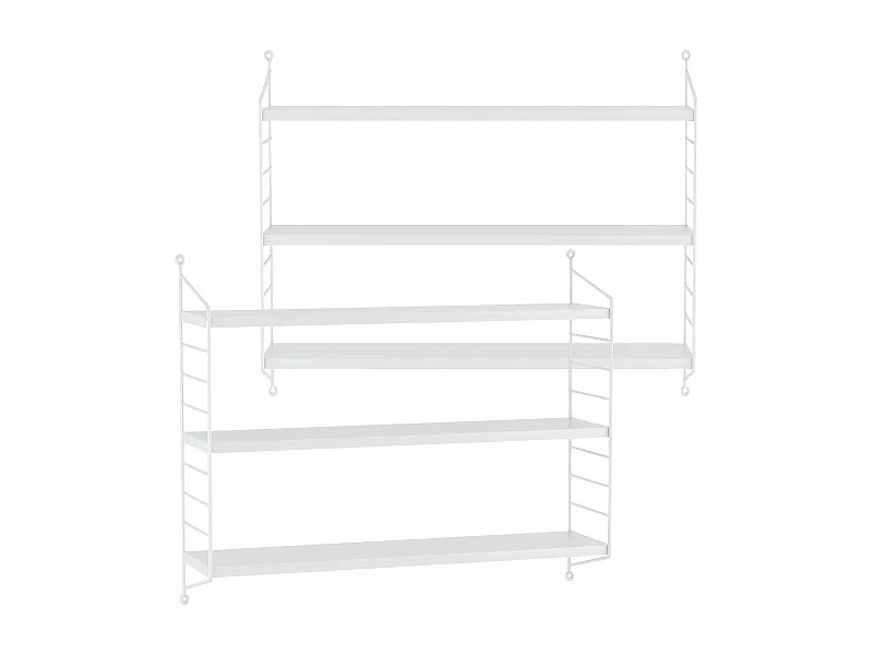 Set di 2 mensole a muro con 3 livelli modulari 50 x 60 x 15 cm bianco 03_0007101