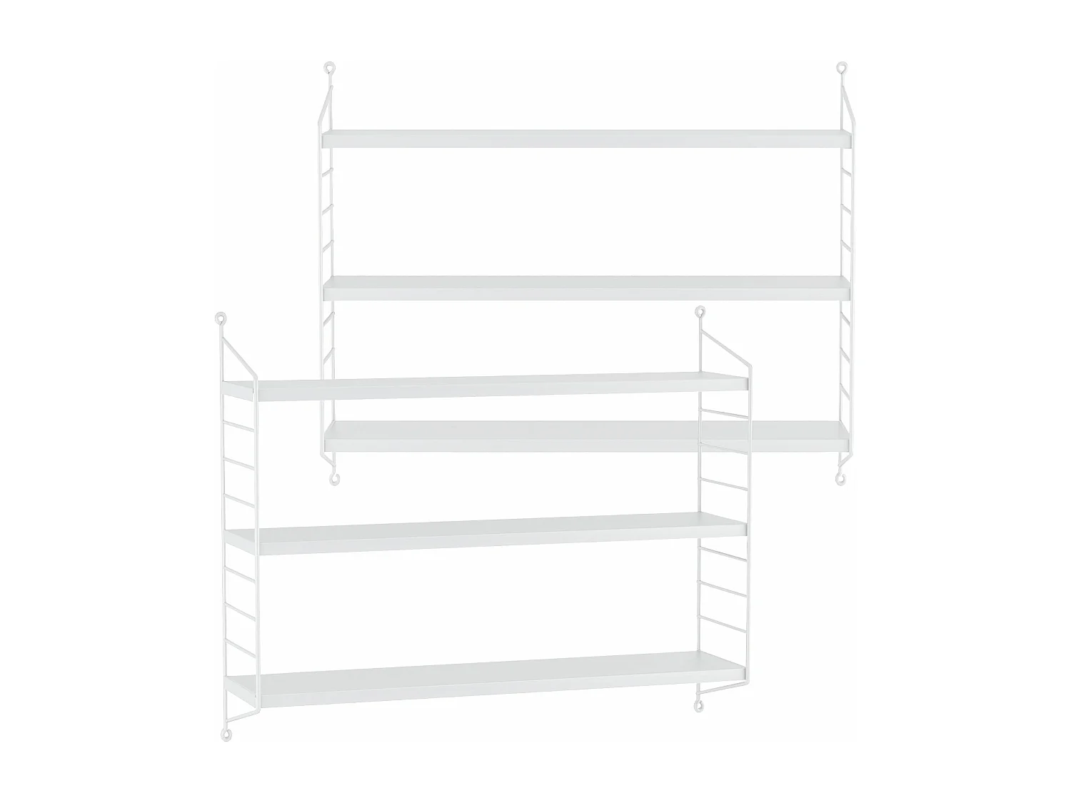 Conjunto de 2 prateleiras de parede com 3 níveis modulares 50 x 60 x 15 cm branco 03_0007101