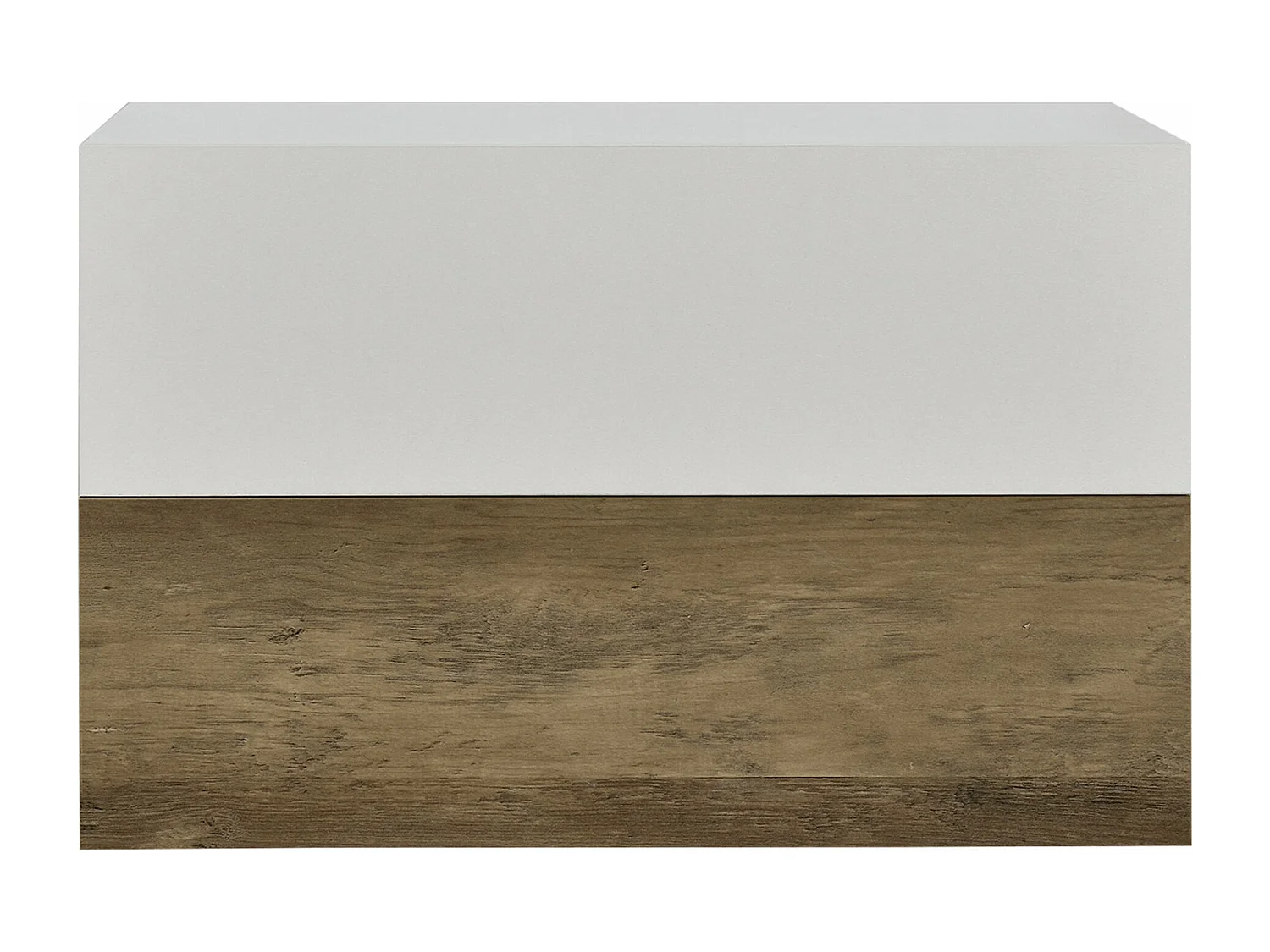 Juego de dos estantes de pared para dormitorio con 2 cajones efecto madera blanco mate 46 x 30 x 15 cm 03_0007098