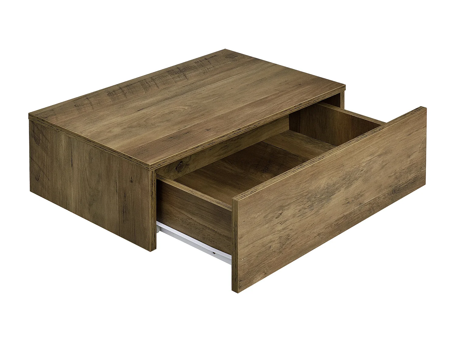 Juego de dos estantes de pared para dormitorio con 2 cajones efecto madera blanco mate 46 x 30 x 15 cm 03_0007098