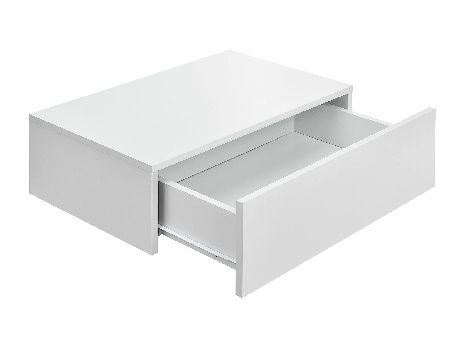 Juego de dos estantes de pared para dormitorio con 2 cajones efecto madera blanco mate 46 x 30 x 15 cm 03_0007098